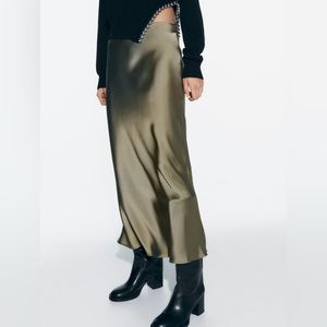 ZARA Satin Midi Skirt NEW Size Small
